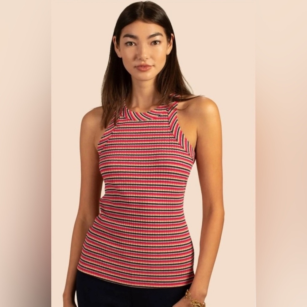 EUC Trina Turk Continental Racerback Striped Tank Top Size XL